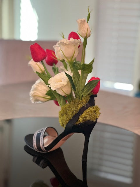 Shoe - Red & White Flowers Arrangement