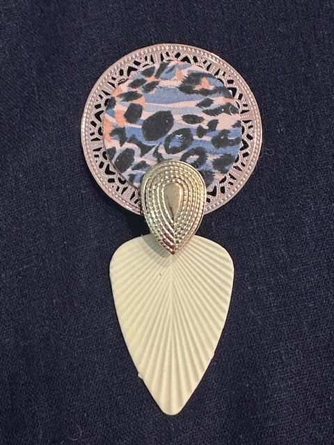 Animal Print Cream Blue Rose Gold Tear Drop