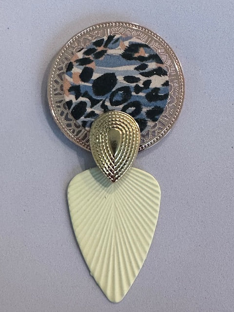 Animal Print Cream Blue Rose Gold Tear Drop