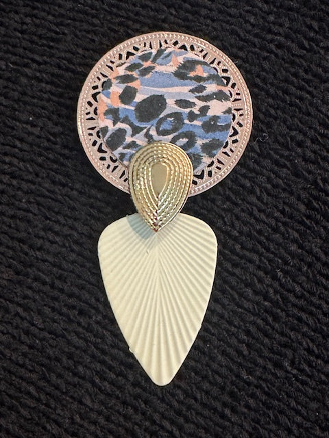 Animal Print Cream Blue Rose Gold Tear Drop