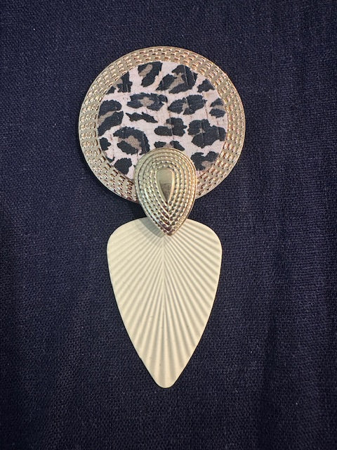 Animal Print Cream Gold Tear Drop