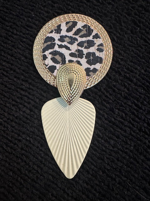 Animal Print Cream Gold Tear Drop