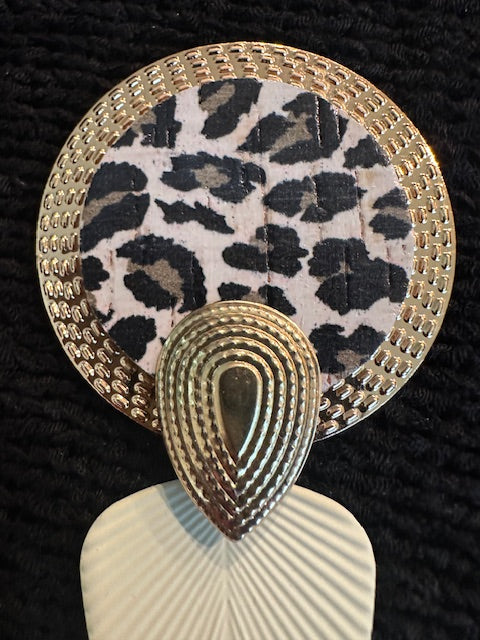 Animal Print Cream Gold Tear Drop