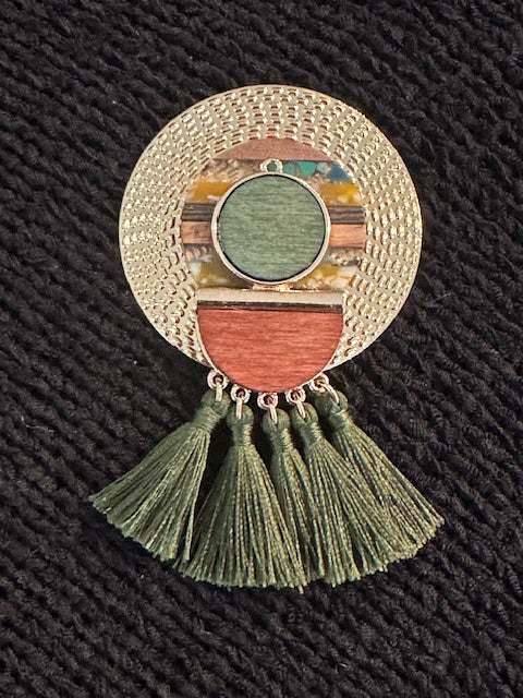 Green Brown Gold Fringe
