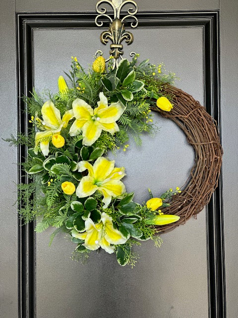 Spring - Yellow Tiger Lily Wreath