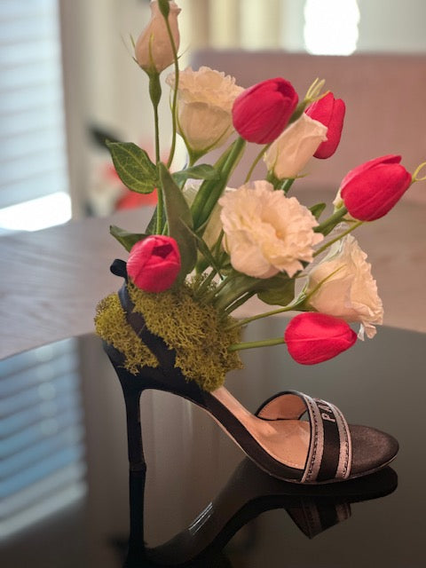 Shoe - Red & White Flowers Arrangement