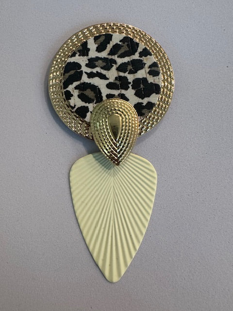Animal Print Cream Gold Tear Drop