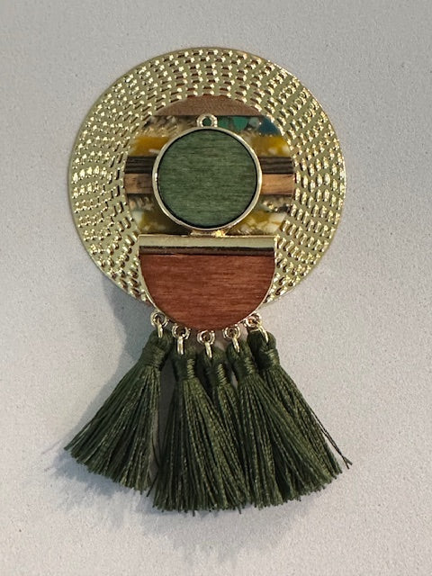 Green Brown Gold Fringe